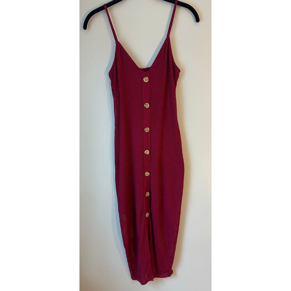 Express Button Front Tank Ribbed Midi Dress XS - Picture 2 of 8